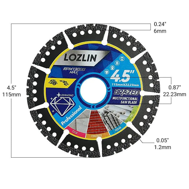 4.5" Multi Material Cutting Blade for Angle Grinder Metal Tile Stone Cutting