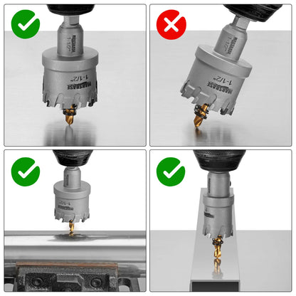 Carbide TCT Hole Saw Kit 5/8"-2-1/4" Metal Hole Cutter Set for Stainless Steel Iron Copper Brass