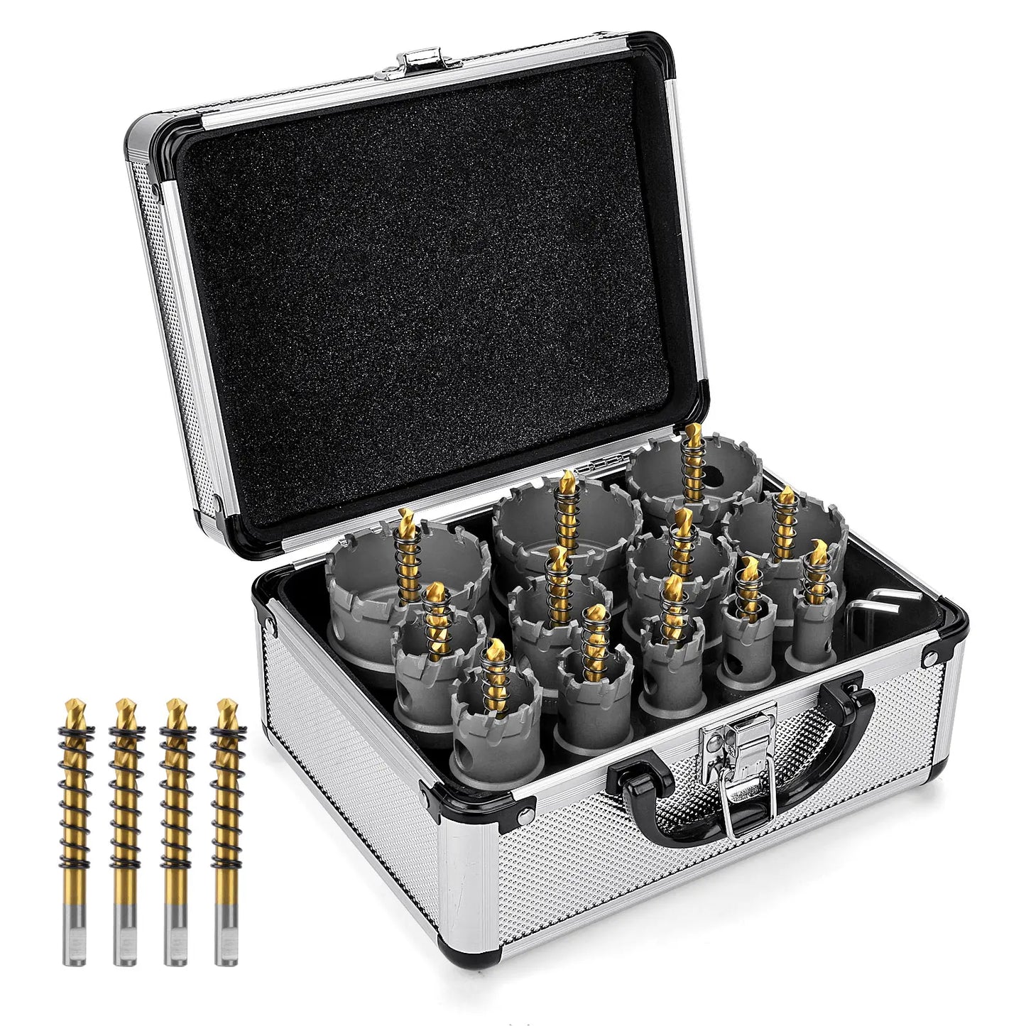 Carbide TCT Hole Saw Kit 5/8"-2-1/4" Metal Hole Cutter Set for Stainless Steel Iron Copper Brass