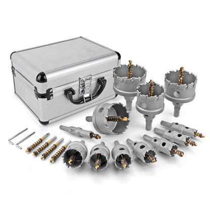 Carbide TCT Hole Saw Kit 5/8"-2-1/4" Metal Hole Cutter Set for Stainless Steel Iron Copper Brass