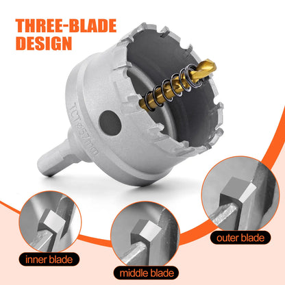 Carbide TCT Hole Saw Kit 5/8"-2-1/4" Metal Hole Cutter Set for Stainless Steel Iron Copper Brass